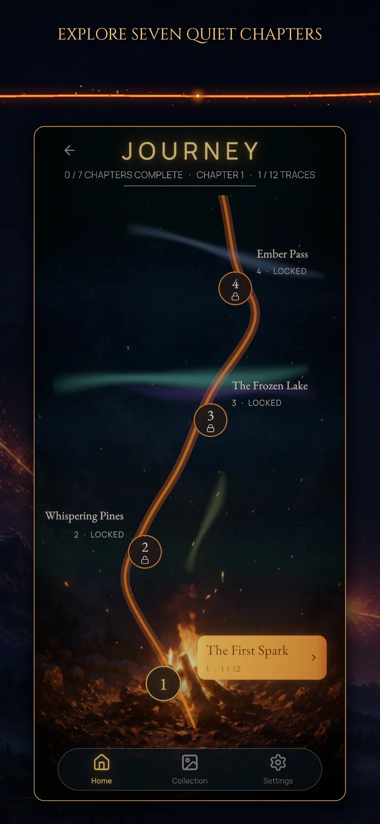 Journey chapter select with seven atmospheric chapters